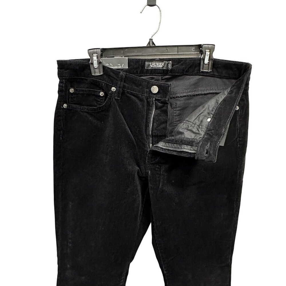 Lauren Ralph Lauren Womens 14 Black Corduroy Pants Stretch Mid Rise Straight Leg - Picture 6 of 9